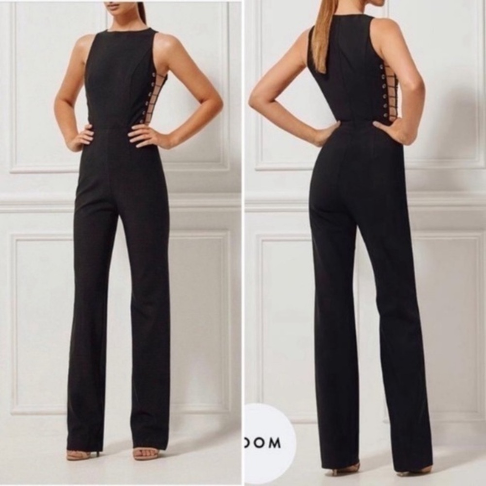✅ NWT Misha Collection Jumpsuit Petra Pantsuit Wide Leg Side Cut Out in Black
